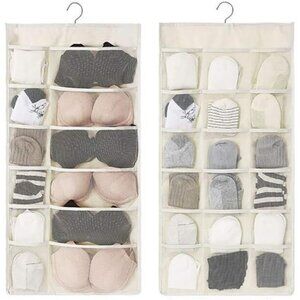 Closet Hanging Organizer Dual Sided with Mesh Pockets for Bras Underwear Socks